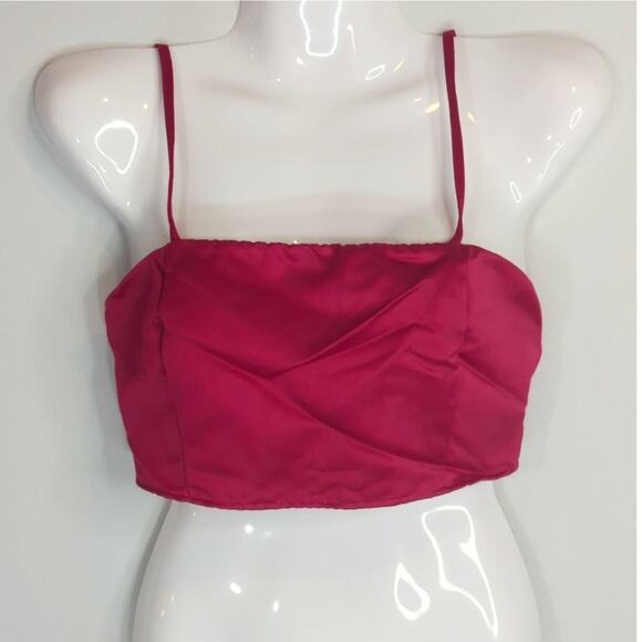 Zara Hot Pink Cropped Top Women's Small Smocked Chic Clubwear Vacay Barbie core - Picture 1 of 7